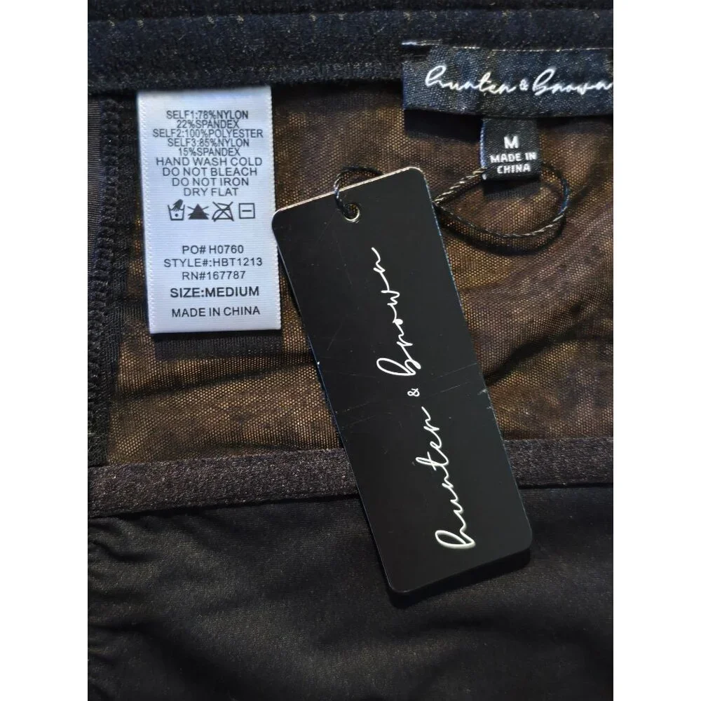 Hunter & Brown M Corset Bustier Black Illusion Lace Boning Intimate Sexy NEW - Picture 7 of 8